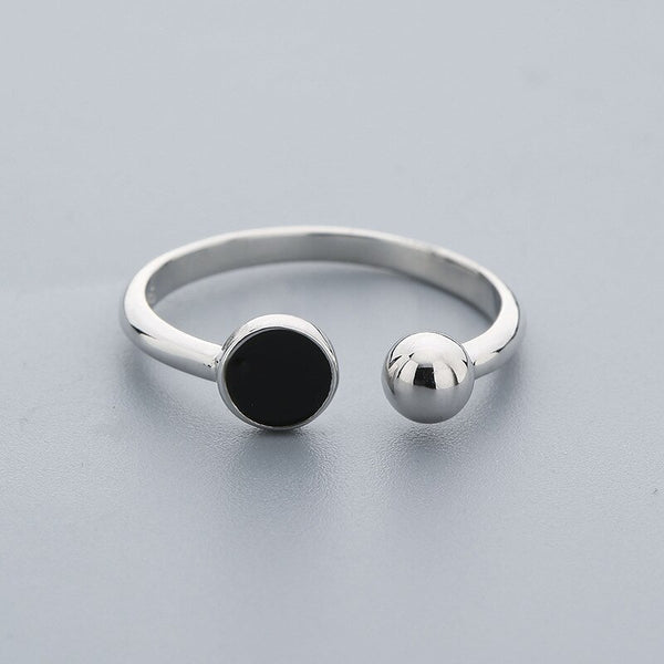 Sterling Silver Black Round Ring