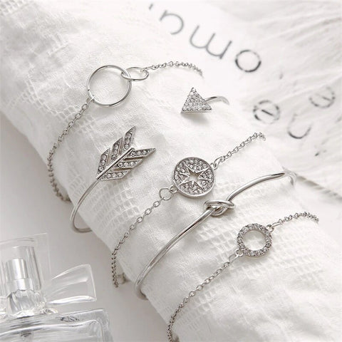 Bohemian 5 Piece Set Arrow Crystal Round Bracelet's