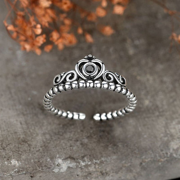 Sterling Silver Retro Crown Zircon