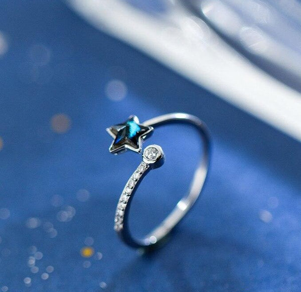 Sterling Silver Blue Star Ring