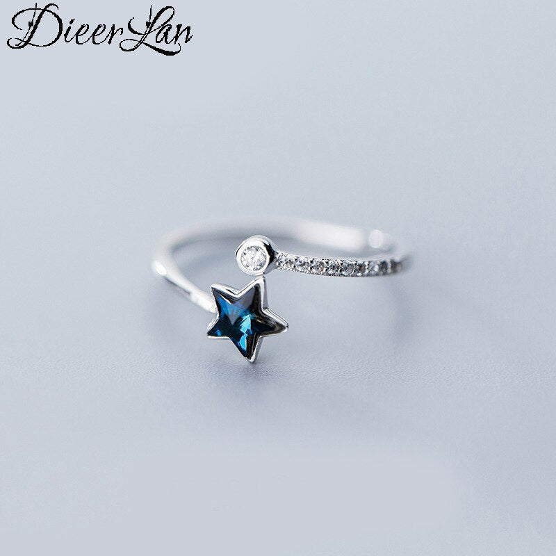 Sterling Silver Blue Star Ring