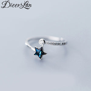 Sterling Silver Blue Star Ring