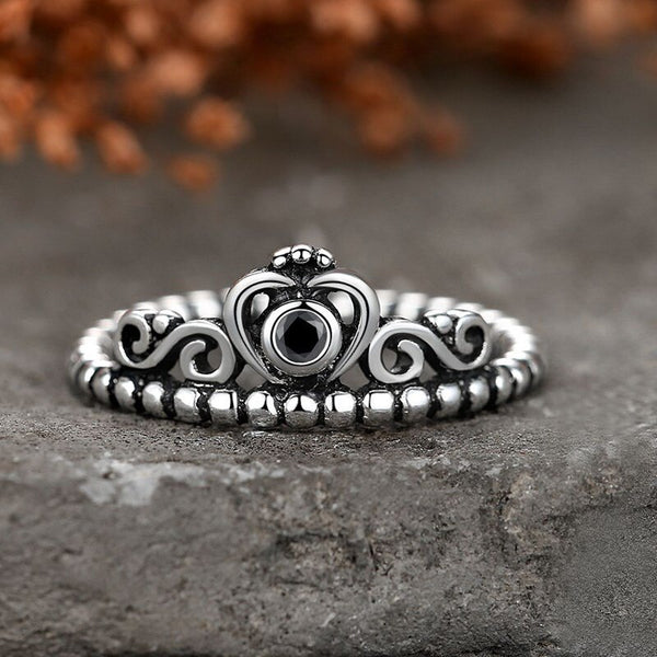 Sterling Silver Retro Crown Zircon