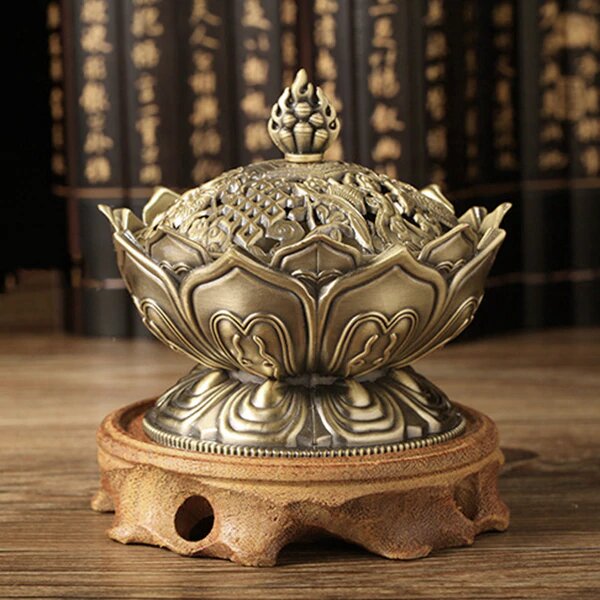 Bronze Lotus Cone Incense Burner