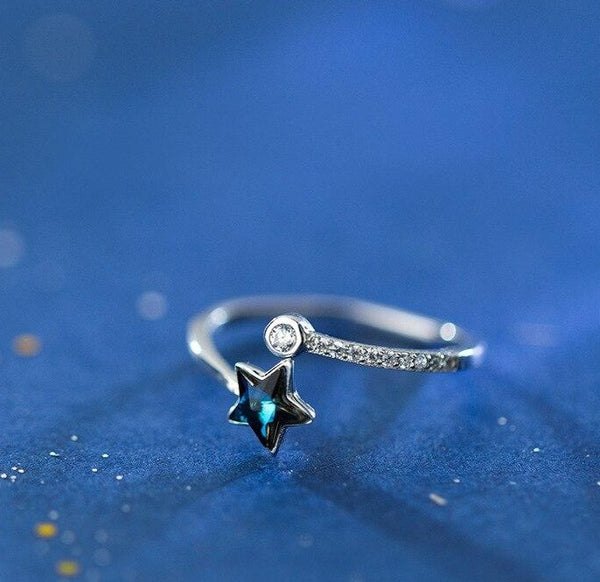 Sterling Silver Blue Star Ring
