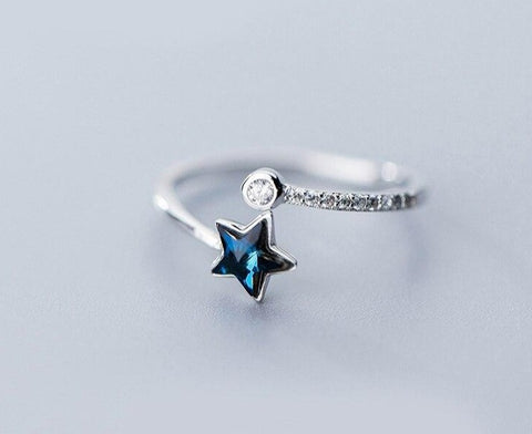 Sterling Silver Blue Star Ring