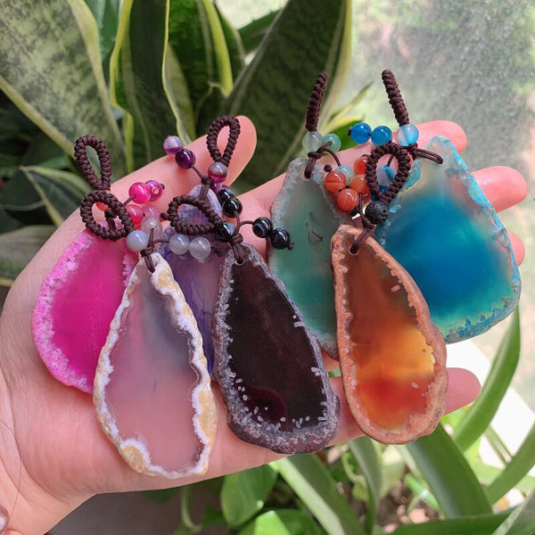 Natural Onyx Agate Keychain Pendant