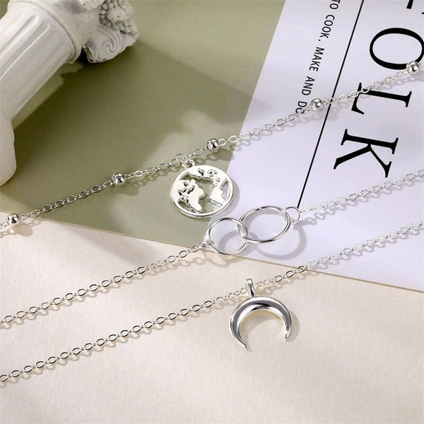 3 Piece Multi-Layer Pendant Necklace
