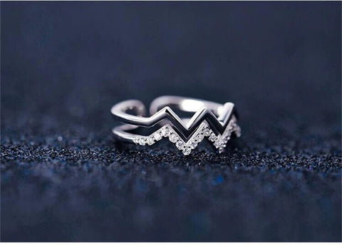 Sterling Silver Double Layer Cuff Ring