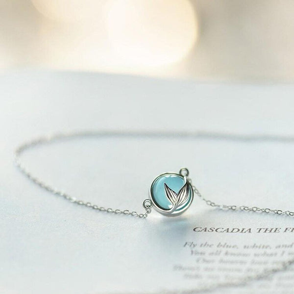 Sterling Silver Blue Mermaid Pendant Necklace
