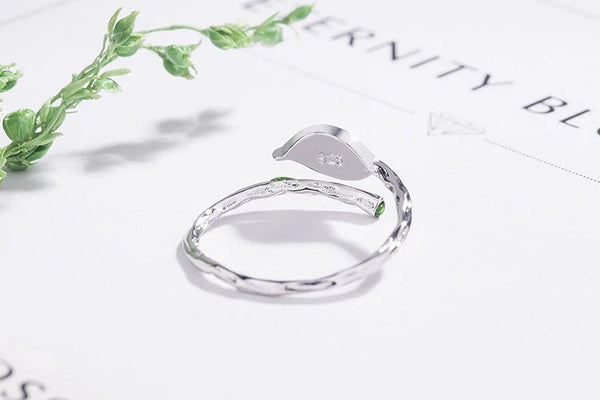 Sterling Silver Green Leaf Cuff