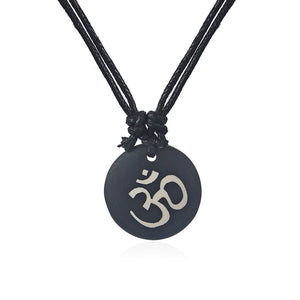 Black OM AUM YOGA Necklace Carving