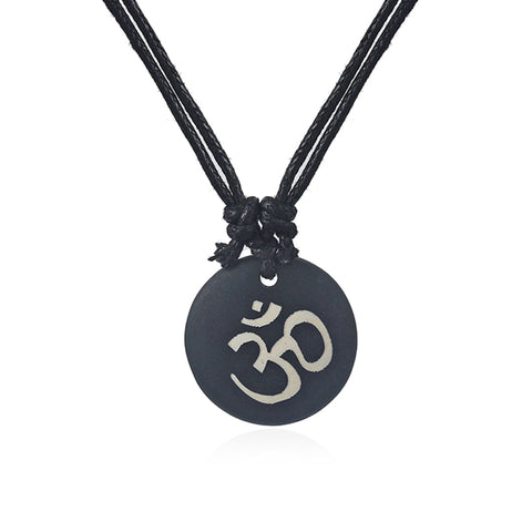 Black OM AUM YOGA Necklace Carving