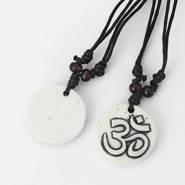 Black OM AUM YOGA Necklace Carving