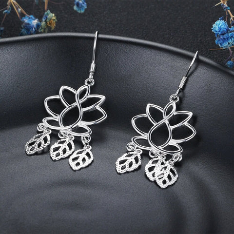 Sterling Silver Lotus Earings