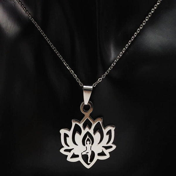 Stainless Steel Lotus Necklace