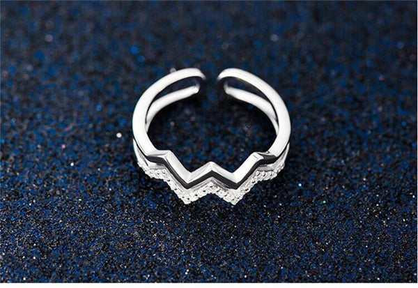 Sterling Silver Double Layer Cuff Ring