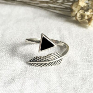 Sterling Silver Triangle Feather Ring