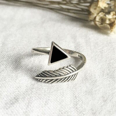 Sterling Silver Triangle Feather Ring