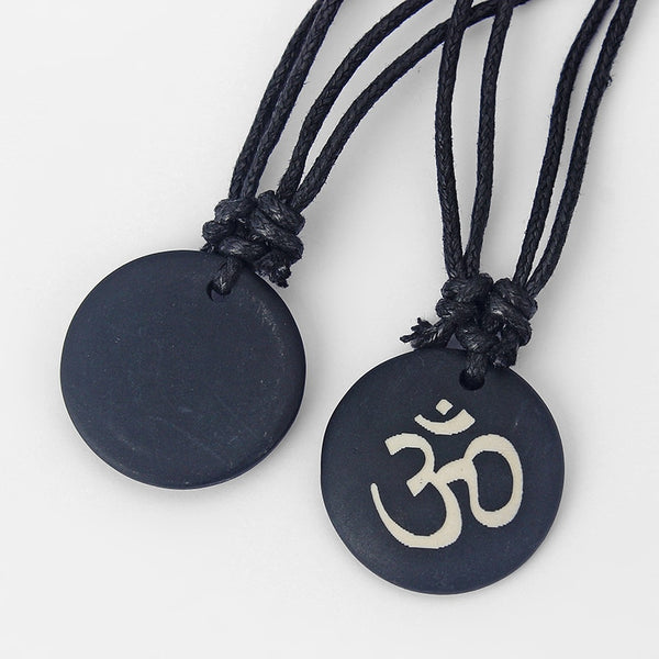 Black OM AUM YOGA Necklace Carving