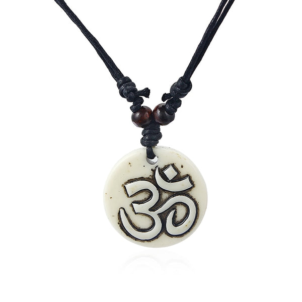 Black OM AUM YOGA Necklace Carving