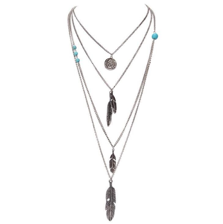 Boho Multi-Layer Feather Necklace