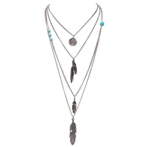 Boho Multi-Layer Feather Necklace