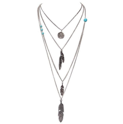 Boho Multi-Layer Feather Necklace