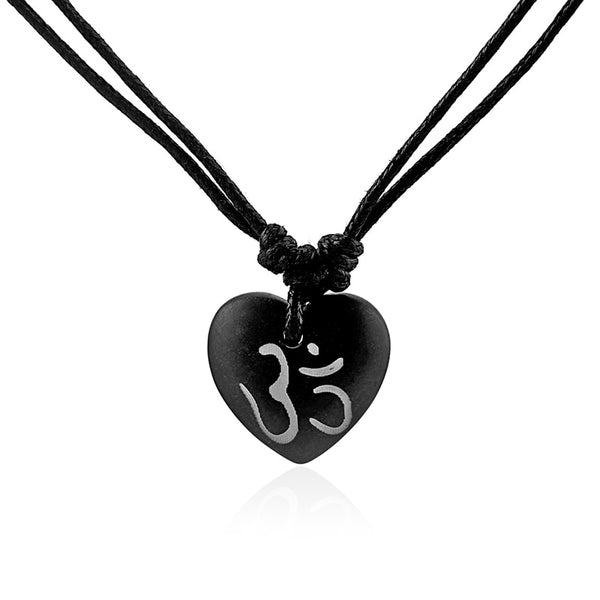 Black OM AUM YOGA Necklace Carving