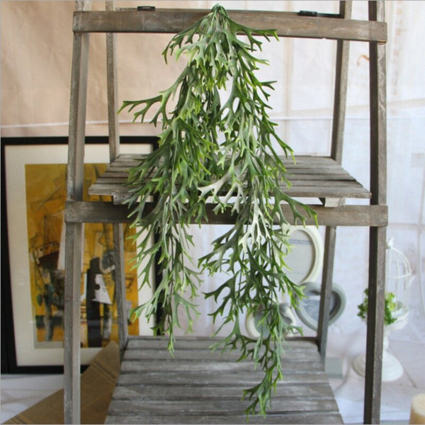 9-Fork Large Green Artificial Hanging Plant