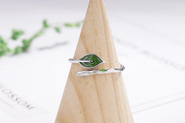 Sterling Silver Green Leaf Cuff