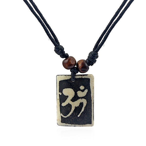 Black OM AUM YOGA Necklace Carving