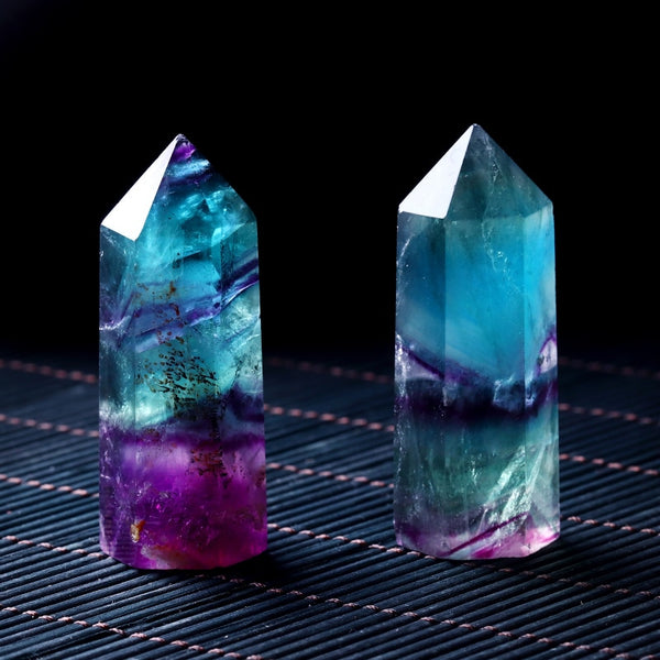 1PC Natural Fluorite Crystal Point Healing Wand