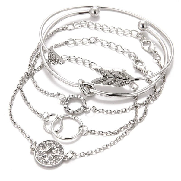 Bohemian 5 Piece Set Arrow Crystal Round Bracelet's