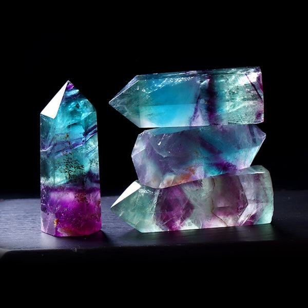 1PC Natural Fluorite Crystal Point Healing Wand