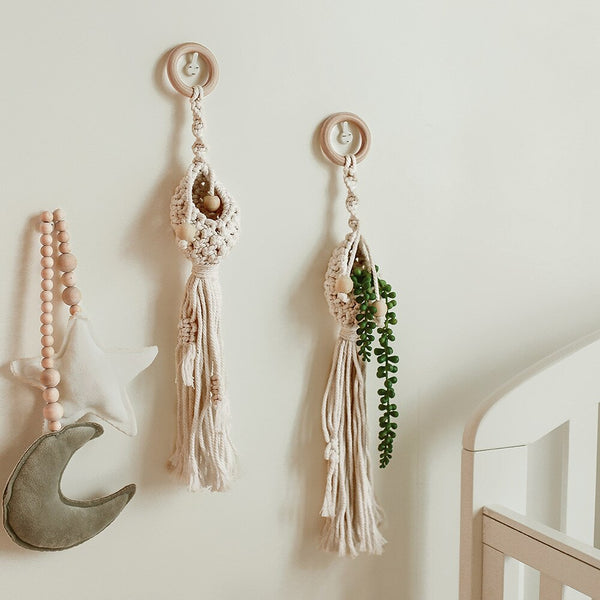 Small Macrame Plant Hanger or Mini Flower Basket