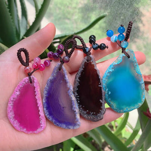 Natural Onyx Agate Keychain Pendant