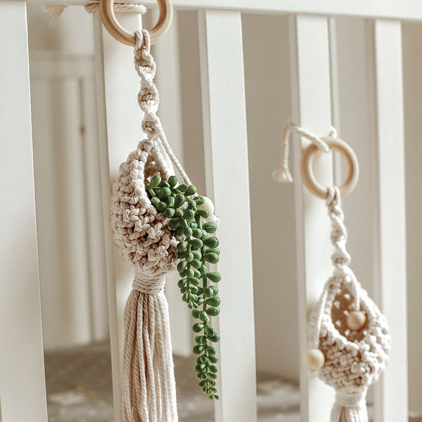 Small Macrame Plant Hanger or Mini Flower Basket