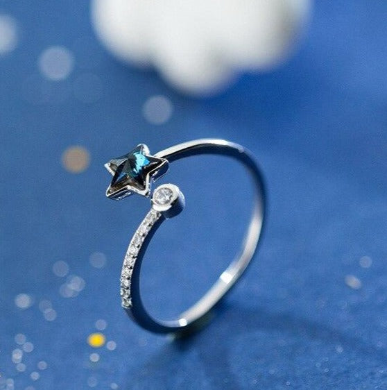 Sterling Silver Blue Star Ring