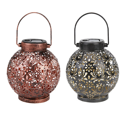 Vintage Solar LED Lamp Outdoor Garden Iron Hanging Lantern