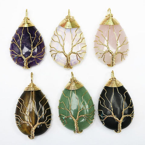 Water Drop Tree of Life Pendants