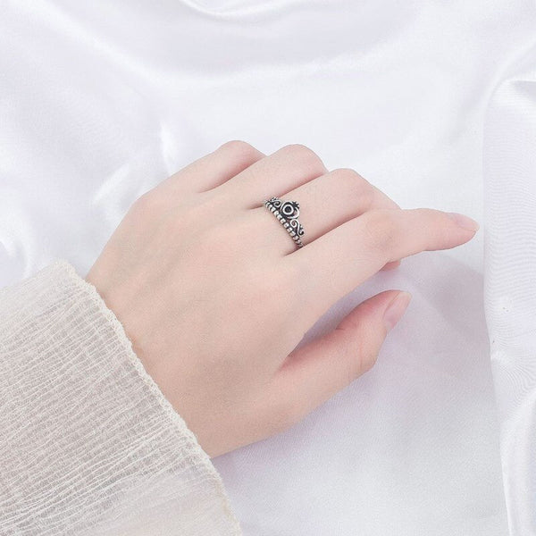 Sterling Silver Retro Crown Zircon